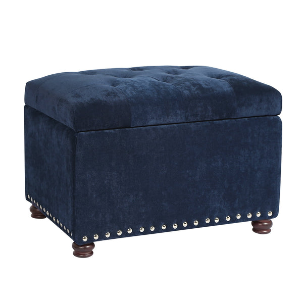Homebeez Leather Storage Ottoman Folding Upholstered Foot Rest Stool,18 inch Footstool Bench for Bedroom Hallway